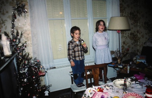 Long ago, my sister and me singing for our grand parents on christmas eve