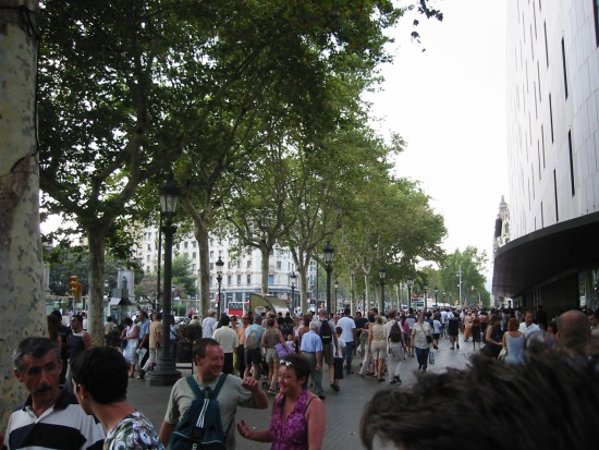 The same crowded place (placa Catalunya) in Barcelona