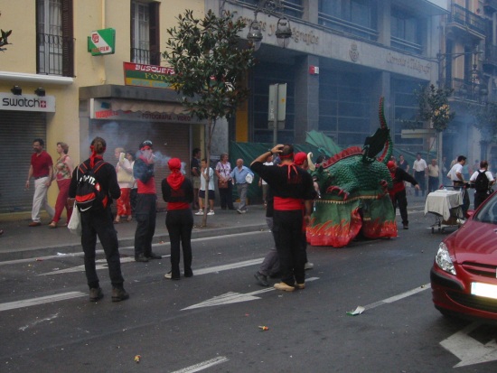 A local parade with lots of fireworks for the 15th of August