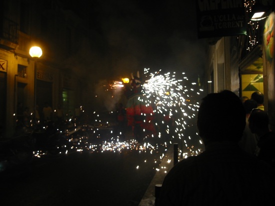 Some amazingly close fireworks... the Spanish are crazy!