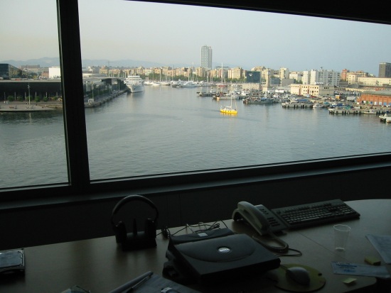 A nice yellow boat seen from my office