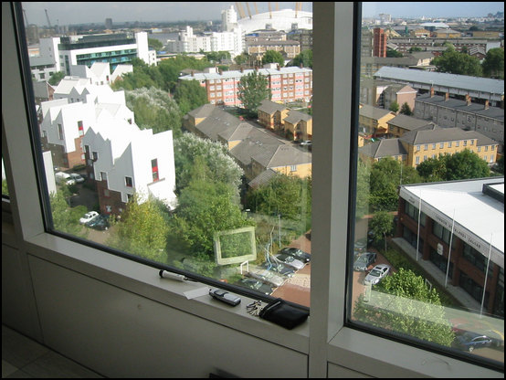 The view on the Jaguar dealer just below the housing center