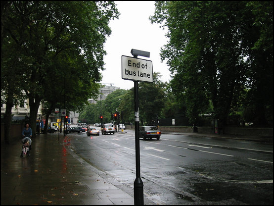 People driving on the left and under the rain... London!