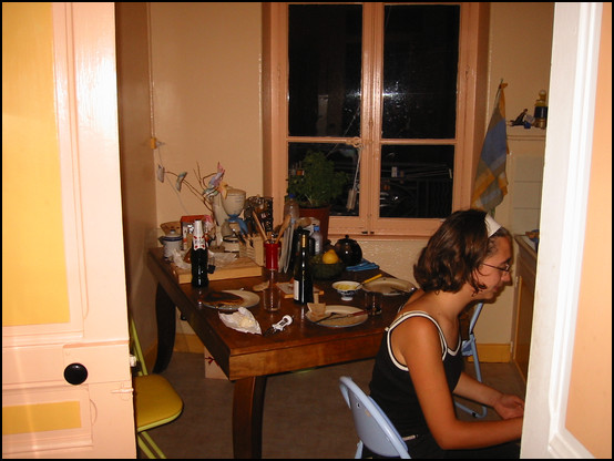 The kitchen after the meal, waiting for the crêpes!