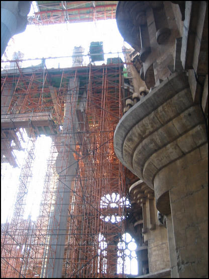 The inside of la Sagrada Familia, it's amazing and huge!