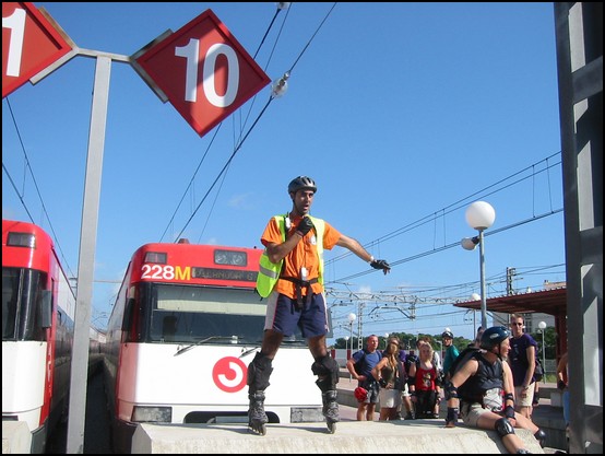 Carlos stopping the train