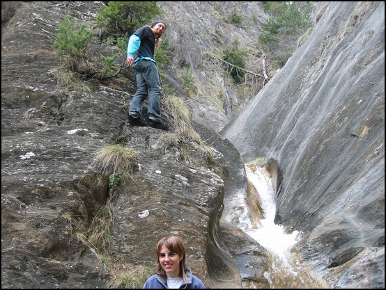 Francis and Tatiana next to a waterfall